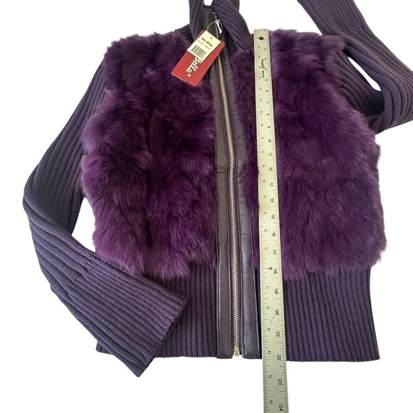RARE NWT Purple Dyed Genuine Rabbit Fur Jacket Size M Che-Bella Vintage Y2K NOS - Picture 11 of 13